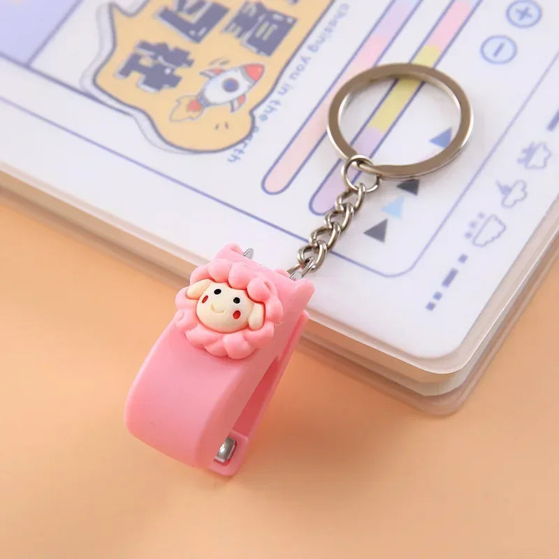 Mini Cartoon Stapler Keychain - Cute Animal Desk Accessory