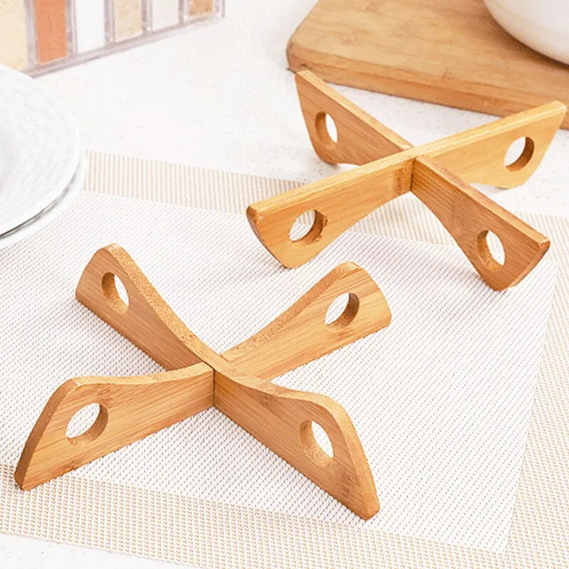 Wooden Cross Tray Holder and Heat-Resistant Table Mat