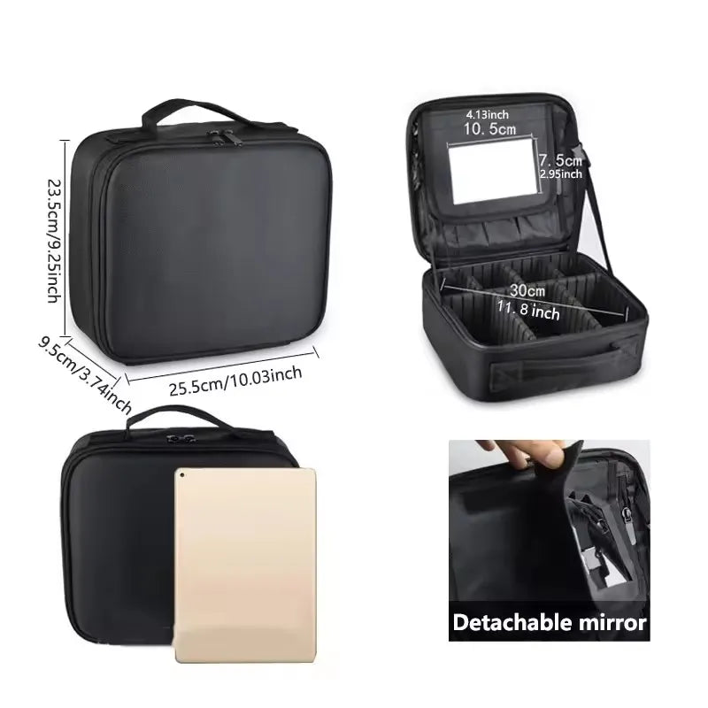 Waterproof Travel Makeup Case - Zipper Cosmetic Organizer Bag