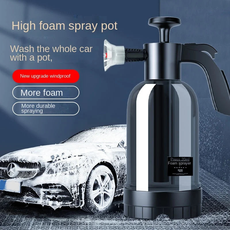 2L Hand Pump Foam Sprayer - Three Nozzle Car Wash Bottle