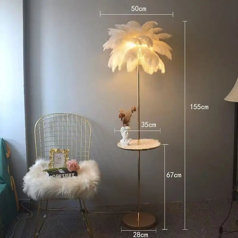 Nordic Ostrich Feather Floor Lamp with LED Lighting