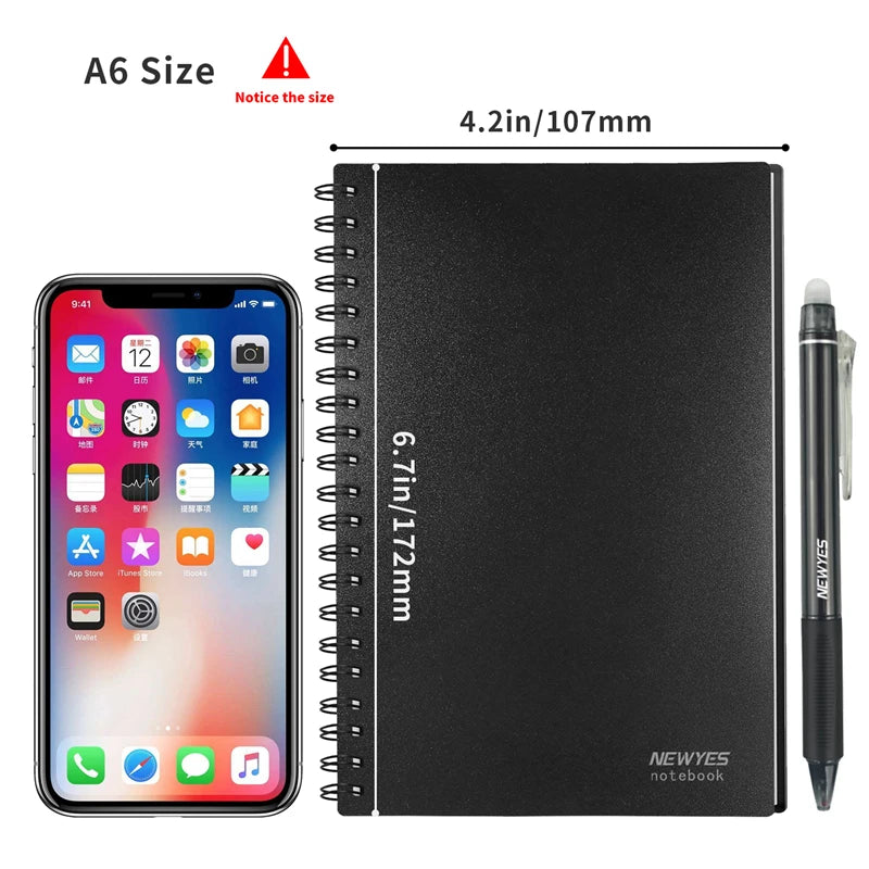 A6 Smart Reusable Notebook - Erasable Stone Paper Notepad with Pen
