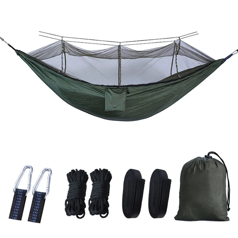 Portable Camping Hammock with Mosquito Net - 210T Nylon Swing Bed