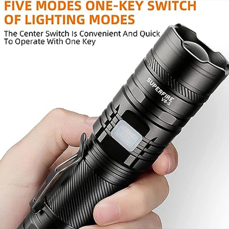 SUPERFIRE 36W Rechargeable LED Flashlight - Waterproof USB-C Torch