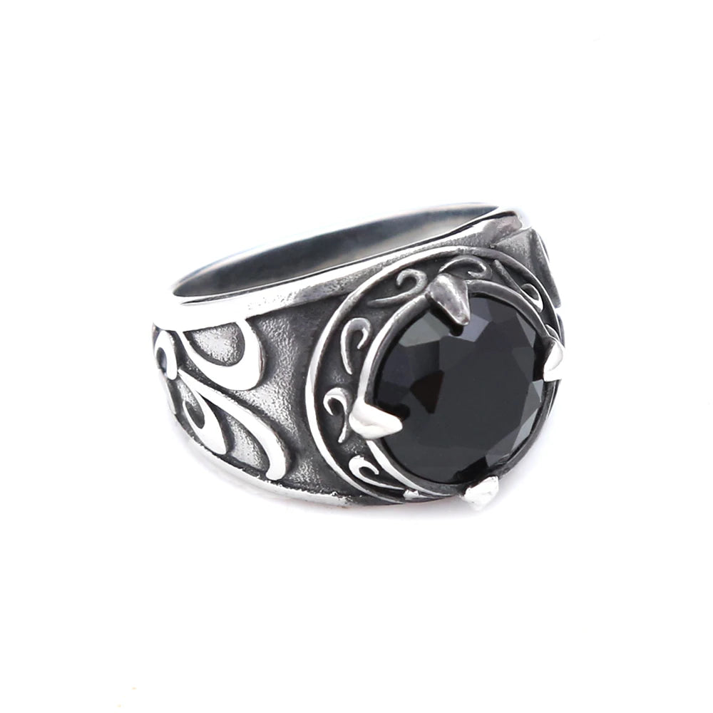 Gothic Dragon Claw Stainless Steel Black Stone Ring