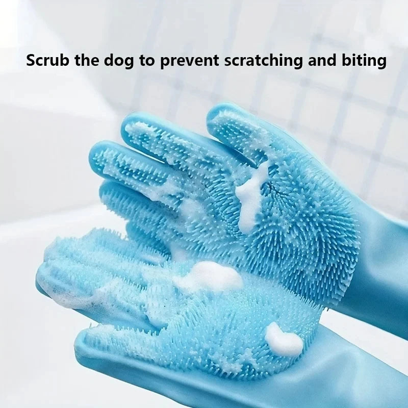 Rubber Pet Grooming Cleaning Glove for Bath Time
