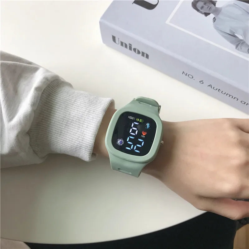 LED Digital Sports Watch - Waterproof Square Silicone Wristwatch