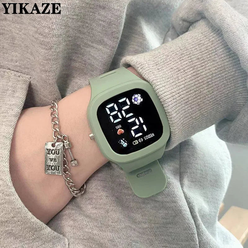LED Digital Sports Watch - Waterproof Square Silicone Wristwatch