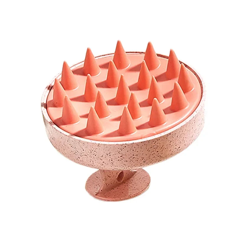 Silicone Shampoo Scalp Massage Brush - Pink Flower