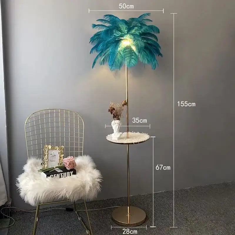 Nordic Ostrich Feather Floor Lamp with LED Lighting