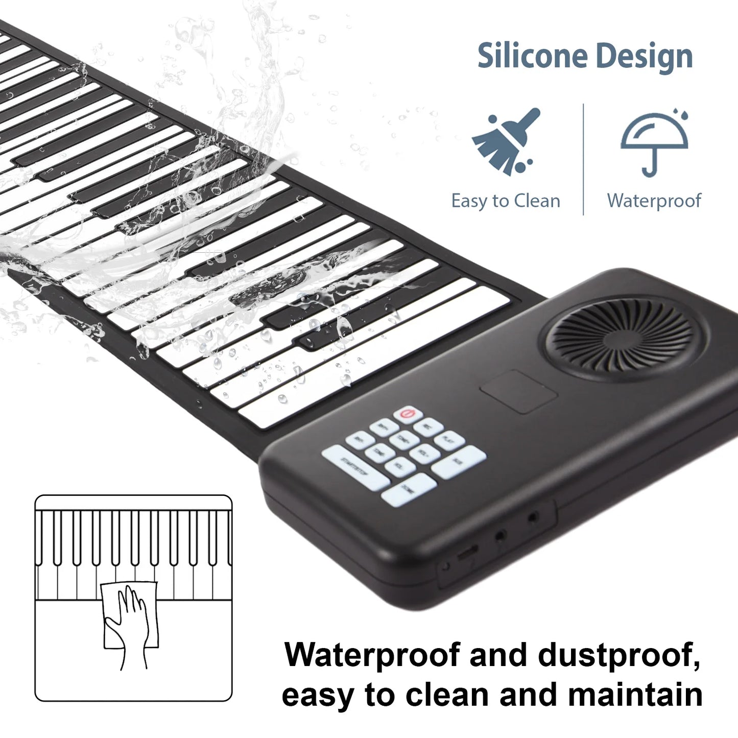 88-Key Foldable Silicone Roll-Up Piano for Home Practice