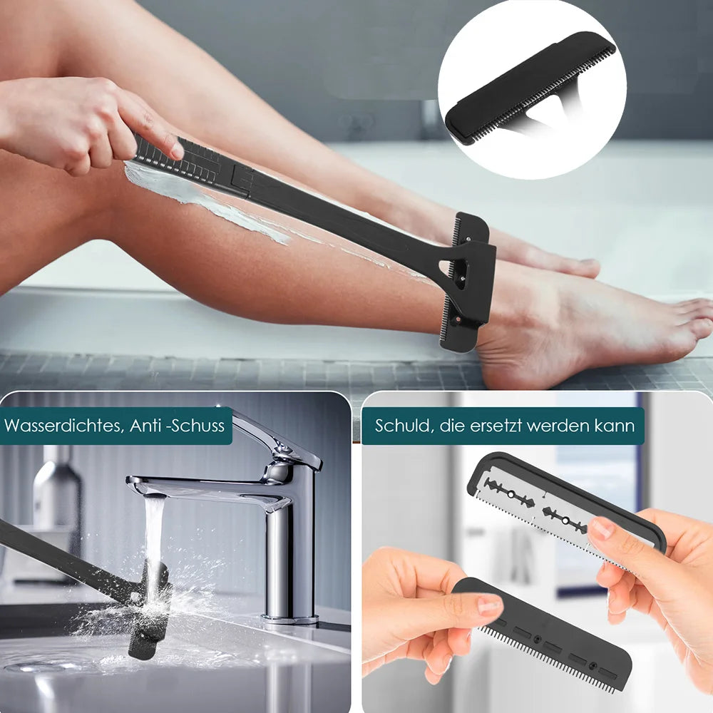 Foldable Long Handle Back Shaver for Men - Black