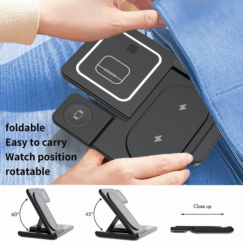 3-in-1 Foldable Wireless Charging Stand for Samsung Devices