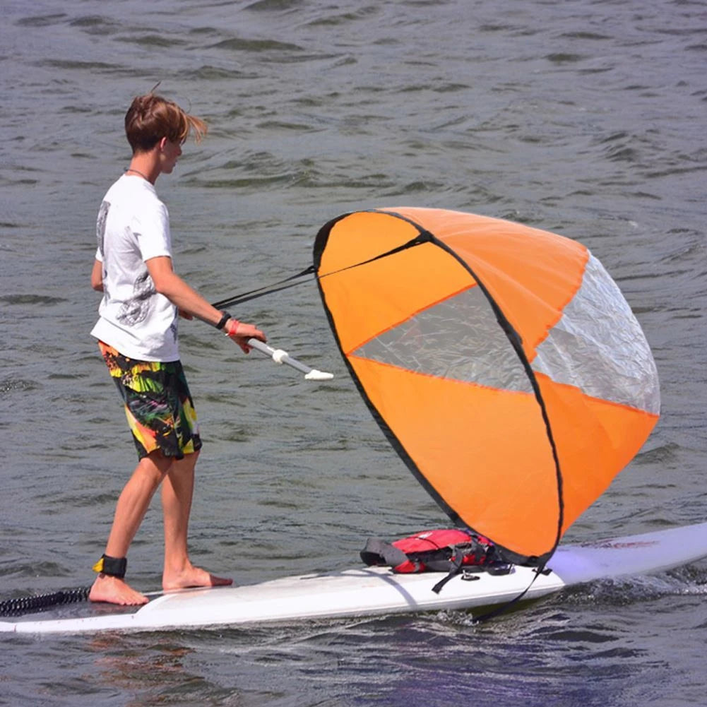 Foldable Transparent Kayak and Canoe Sail with Wind Paddle Design