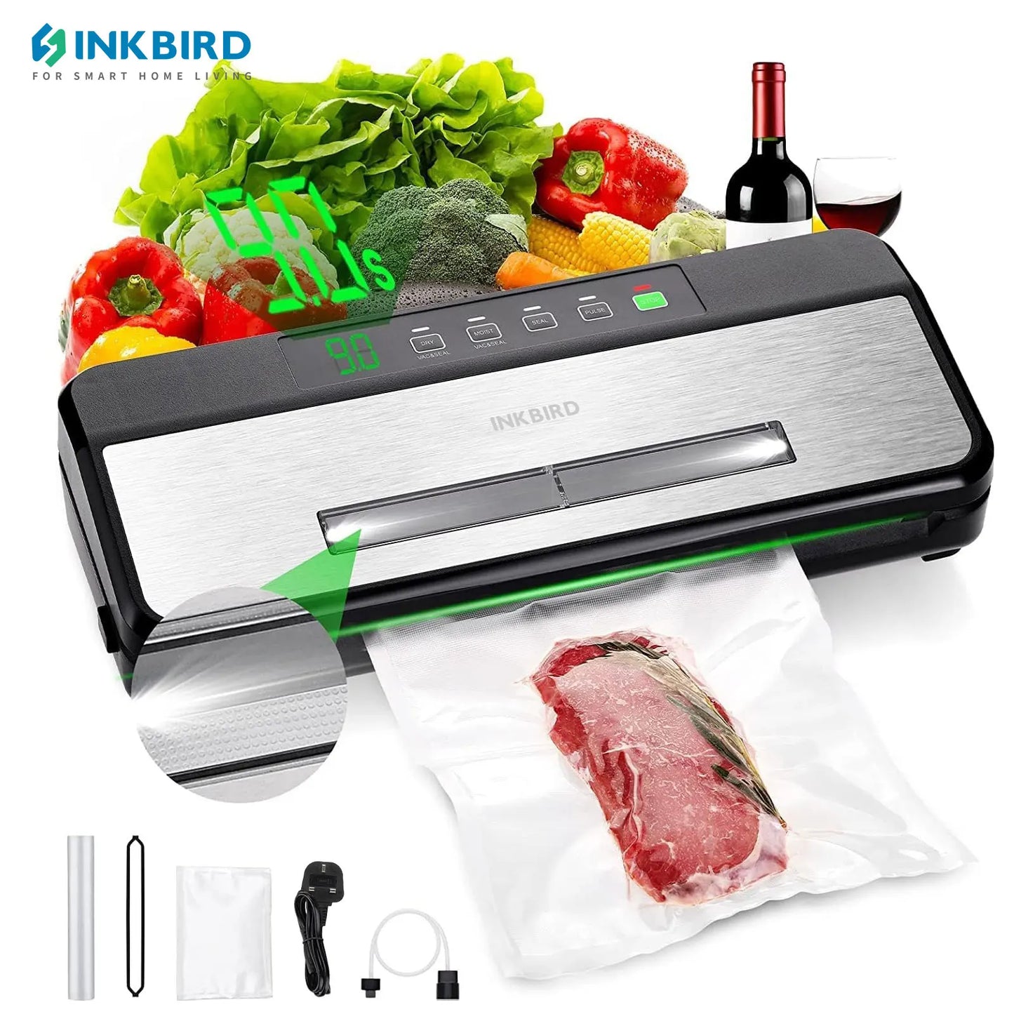 INKBIRD Electric Vacuum Sealer with Starter Kit - 80KPA