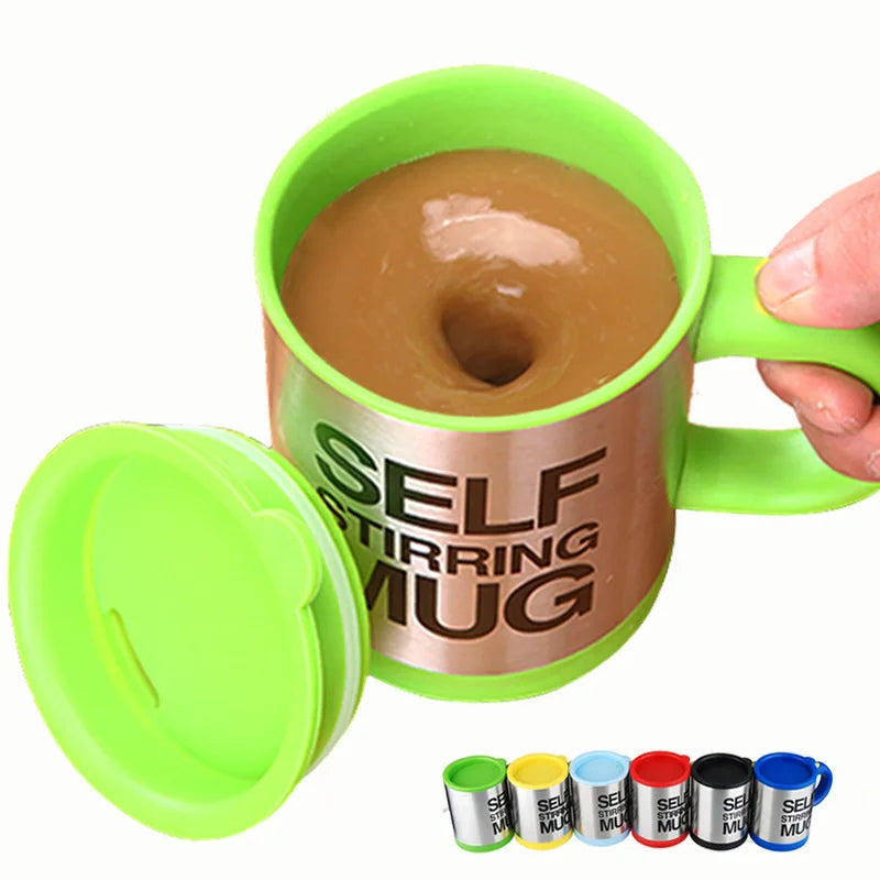 Self-Stirring Stainless Steel Coffee Mug - 301-401ml