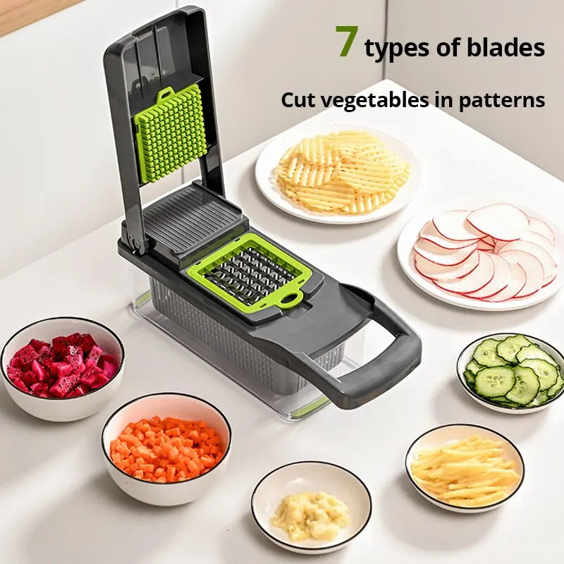 12-in-1 Vegetable Slicer Cutter with Basket