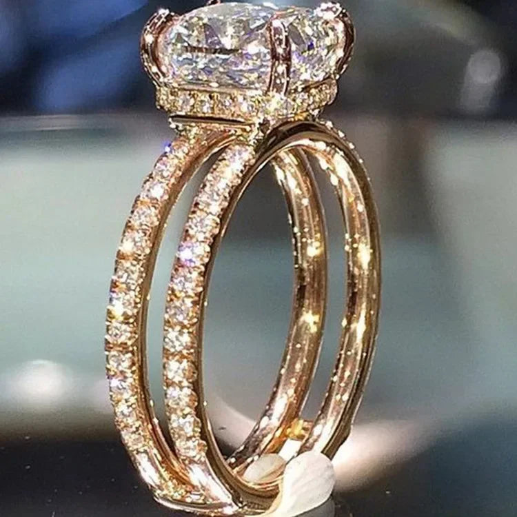 Champagne Square Crystal Statement Ring for Women