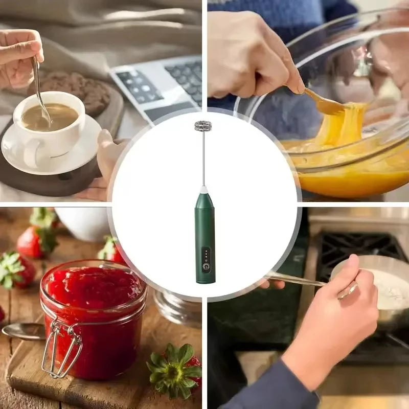Rechargeable 3-Speed Handheld Milk Frother and Food Mixer