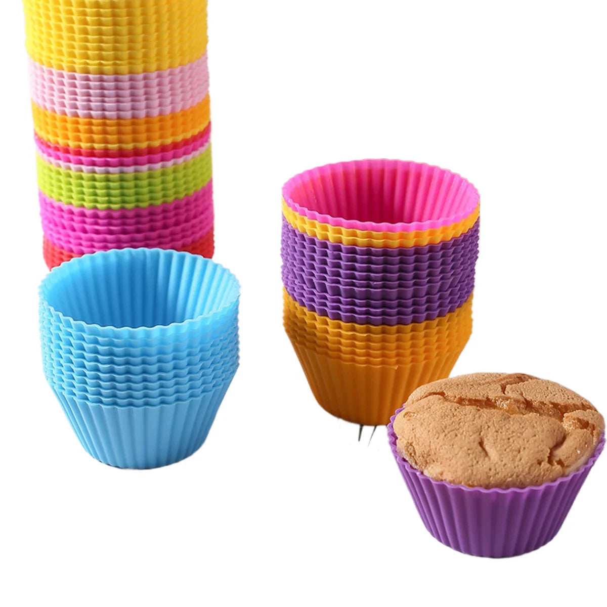 12-Piece Reusable Silicone Cupcake and Muffin Mold Set