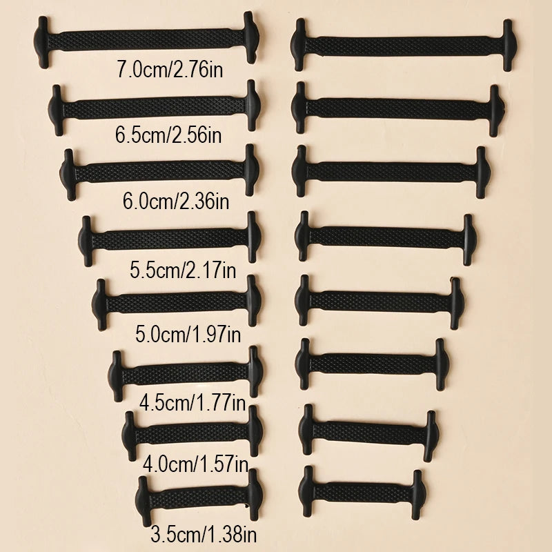 16 Piece Silicone No-Tie Shoelaces - Elastic Flat Lace Set