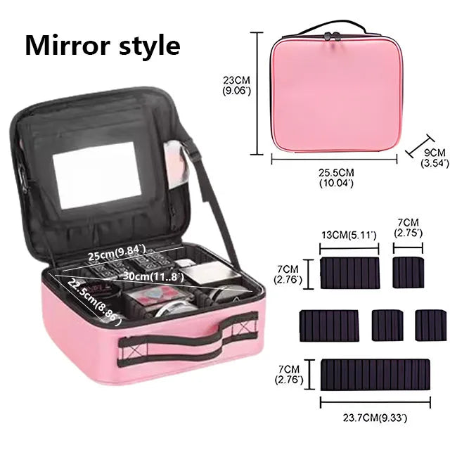 Waterproof Travel Makeup Case - Zipper Cosmetic Organizer Bag