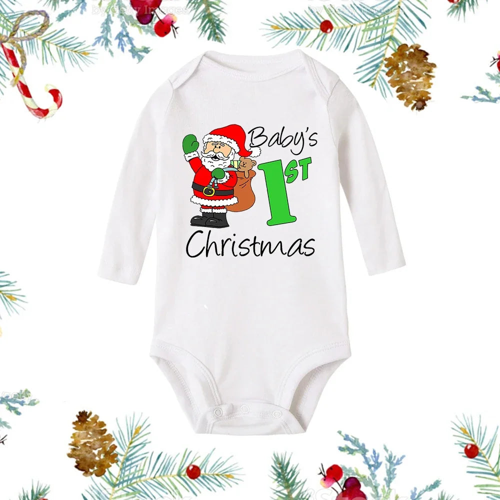 My First Christmas Baby Romper - Snowman Long Sleeve Bodysuit