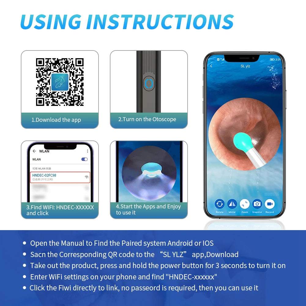 NATFIRE NE3 Wireless Ear Cleaner with Camera and LED