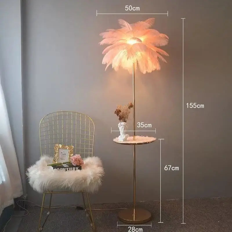 Nordic Ostrich Feather Floor Lamp with LED Lighting