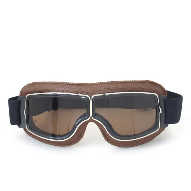 Retro Windproof Motorcycle Helmet Glasses - Brown