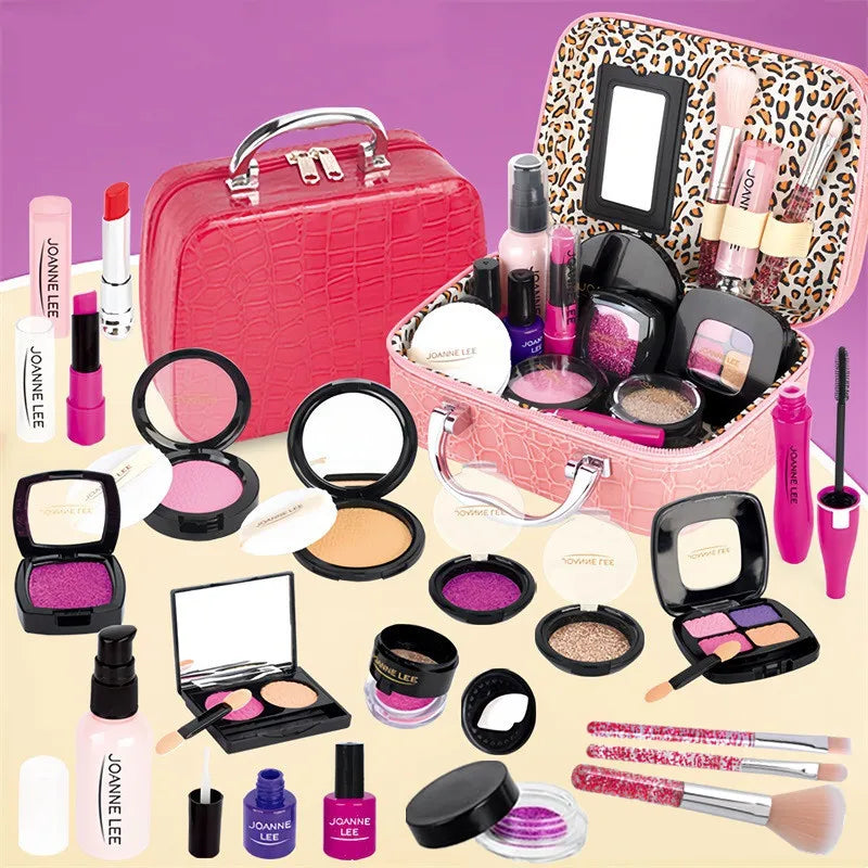 Kids Fake Makeup Kit with Cosmetic Bag - Pretend Play Set