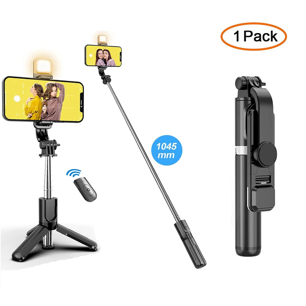 Wireless Bluetooth Selfie Stick Tripod - Foldable Phone Remote Kit