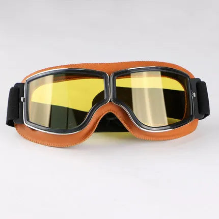 Retro Windproof Motorcycle Helmet Glasses - Brown