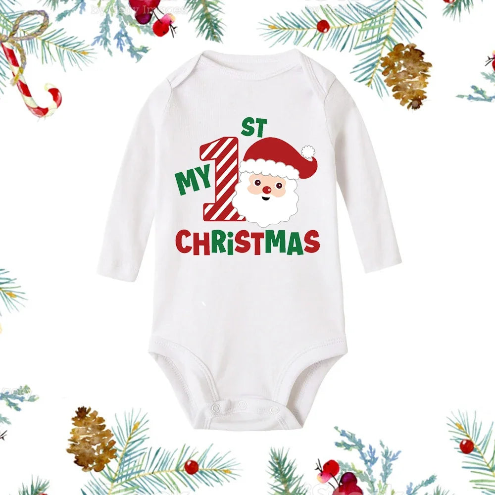 My First Christmas Baby Romper - Snowman Long Sleeve Bodysuit