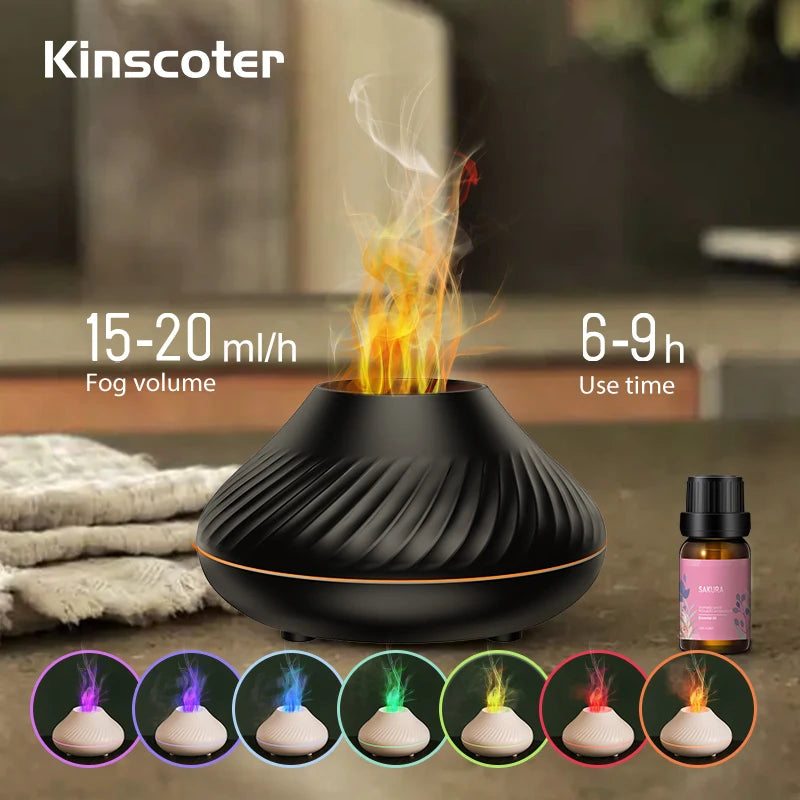Volcanic Aroma Diffuser - 130ML USB Humidifier with Flame Light