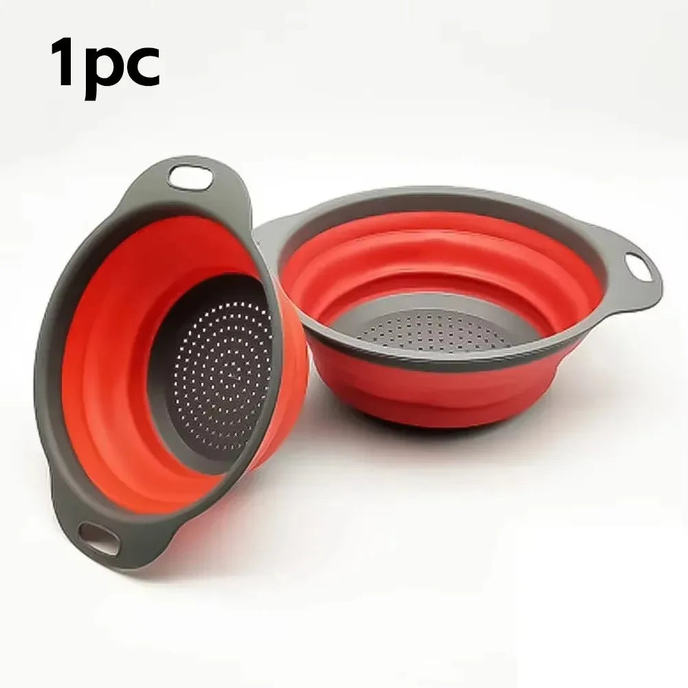 Collapsible Silicone Drain Basket and Vegetable Colander