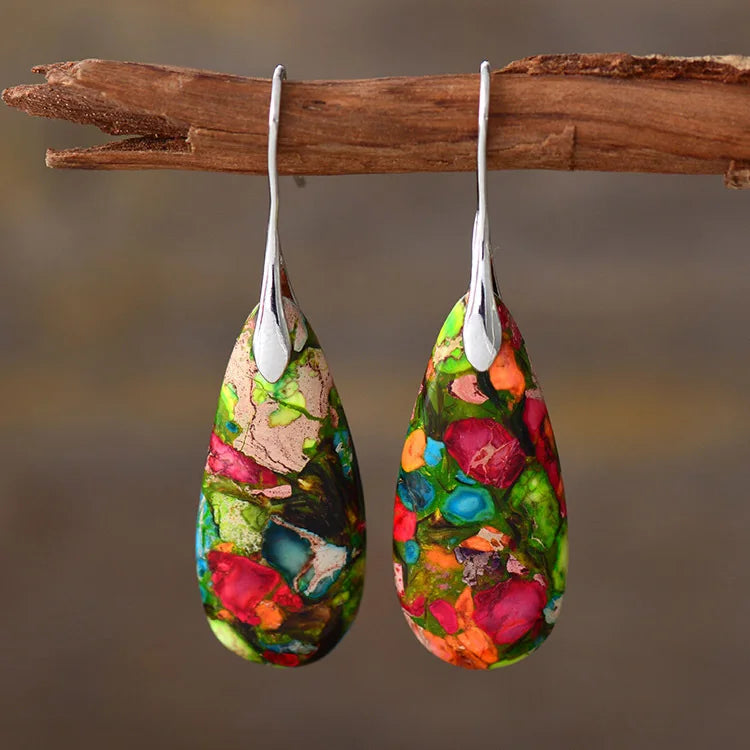 Bohemian Natural Stone Geometric Drop Earrings