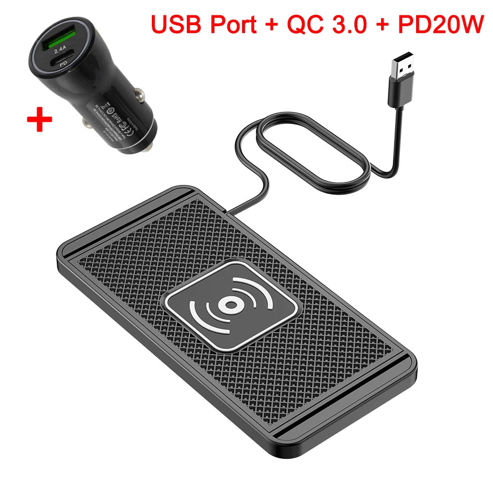 15W Wireless Car Charger Pad Stand for iPhone and Samsung