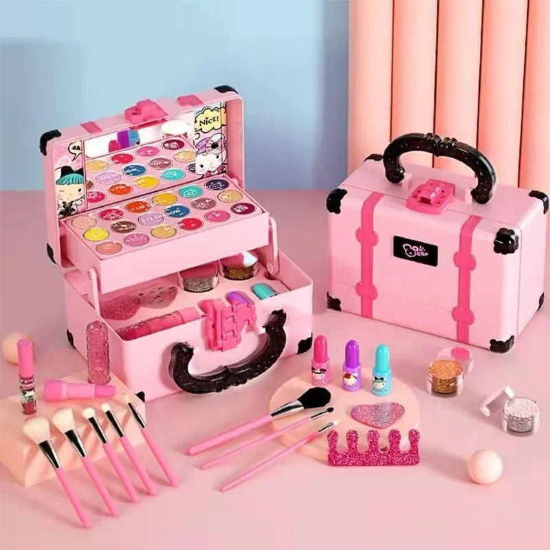 Children Pretend Makeup Play Box - Princess Cosmetic Toy Set