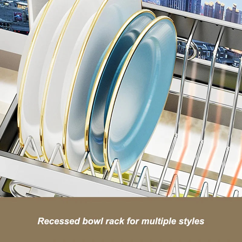 Over-Sink Metal Dish Drying Rack with Cutlery Organizer