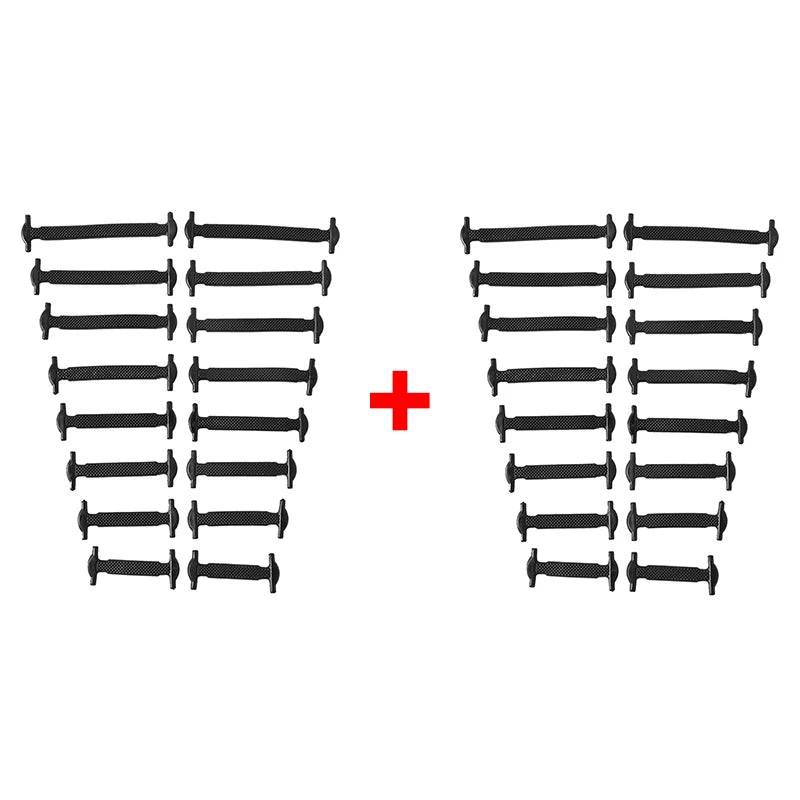 16 Piece Silicone No-Tie Shoelaces - Elastic Flat Lace Set