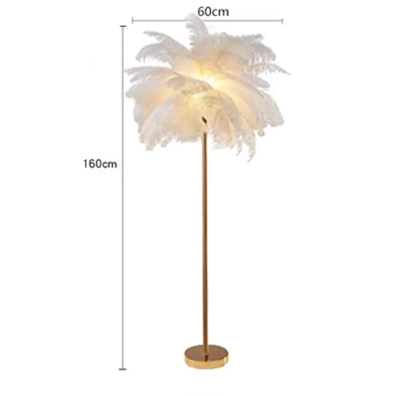 Nordic Ostrich Feather Floor Lamp with LED Lighting