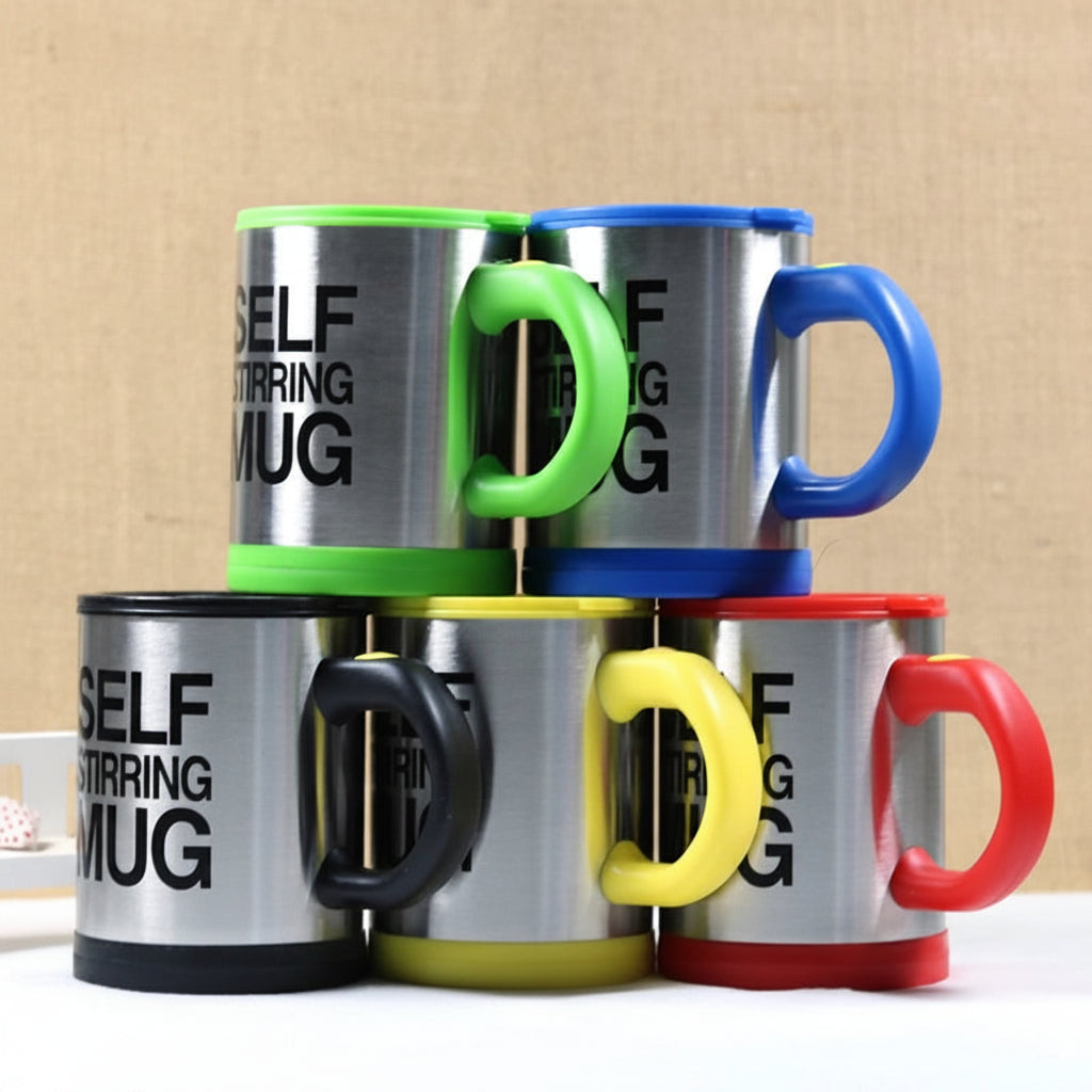 Self-Stirring Stainless Steel Coffee Mug - 301-401ml