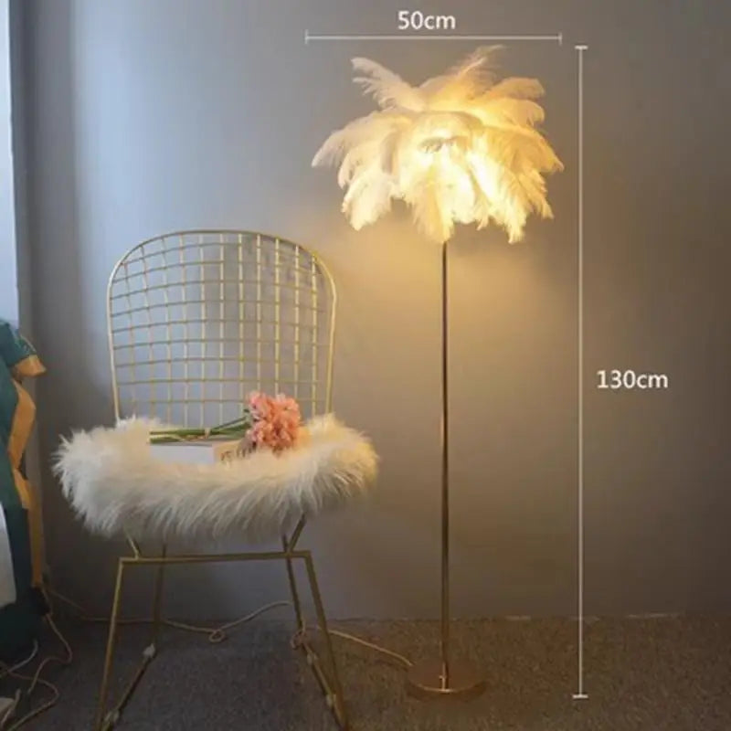 Nordic Ostrich Feather Floor Lamp with LED Lighting