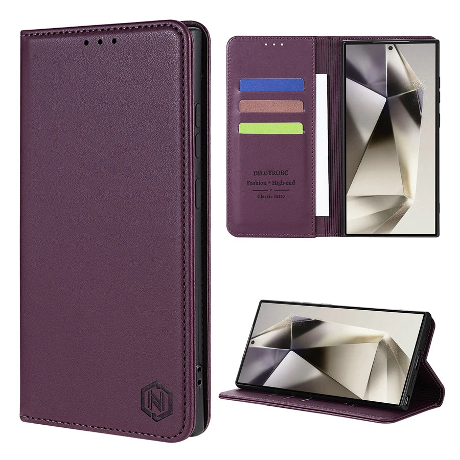 Magnetic Flip Wallet Case for Samsung Galaxy Models