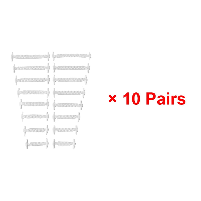 16 Piece Silicone No-Tie Shoelaces - Elastic Flat Lace Set