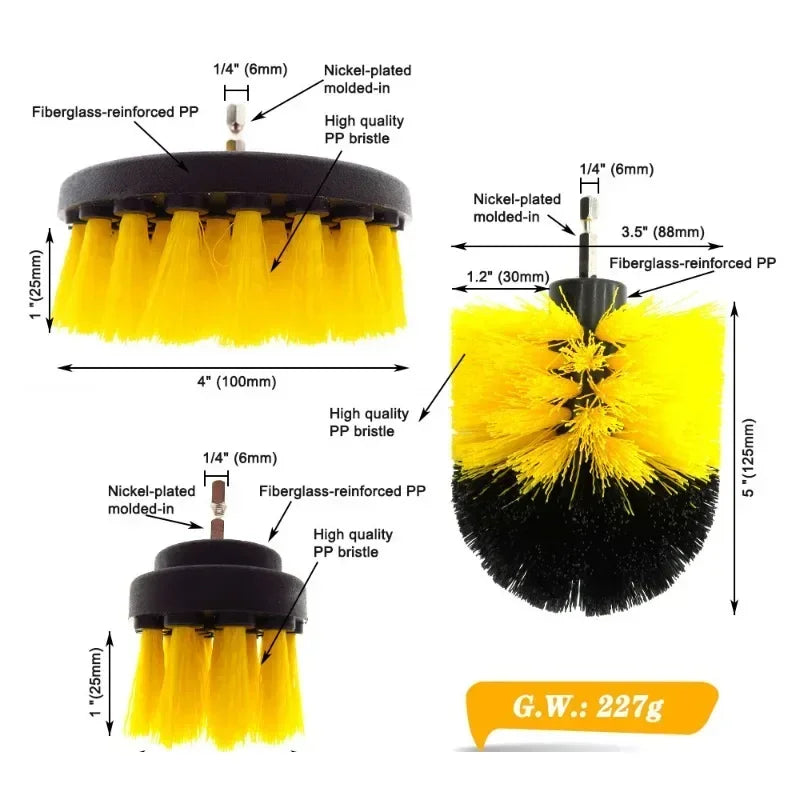Drill Scrubber Brush Kit for Carpet, Glass, Car and Tires