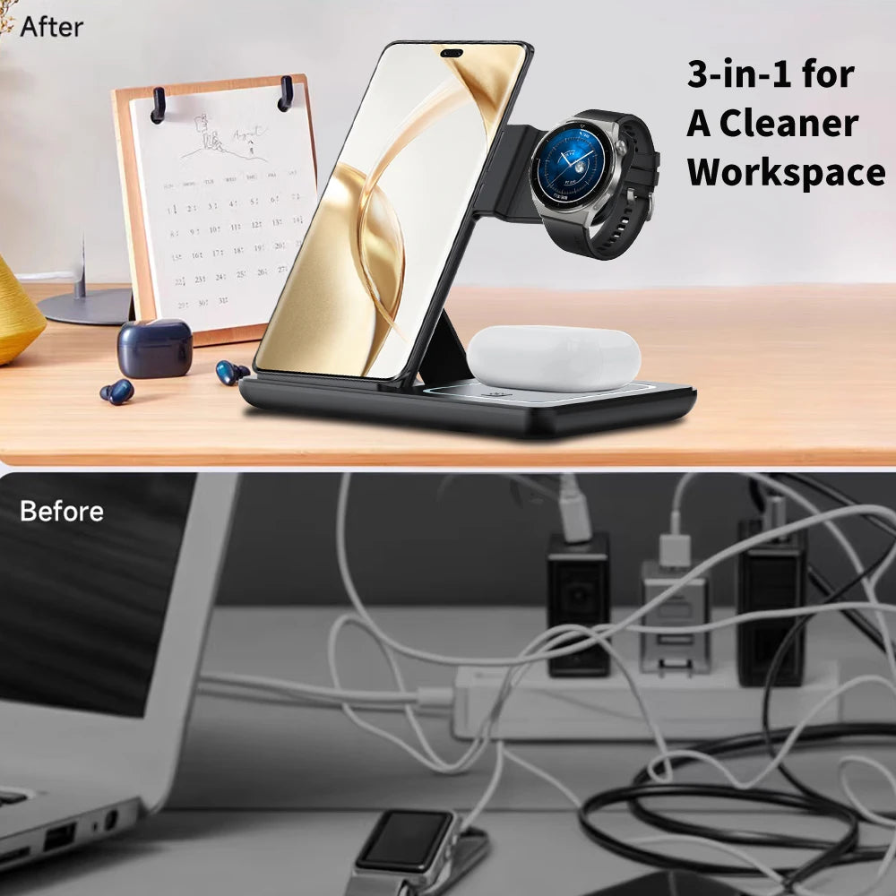 3-in-1 Foldable Wireless Charging Stand for Samsung Devices
