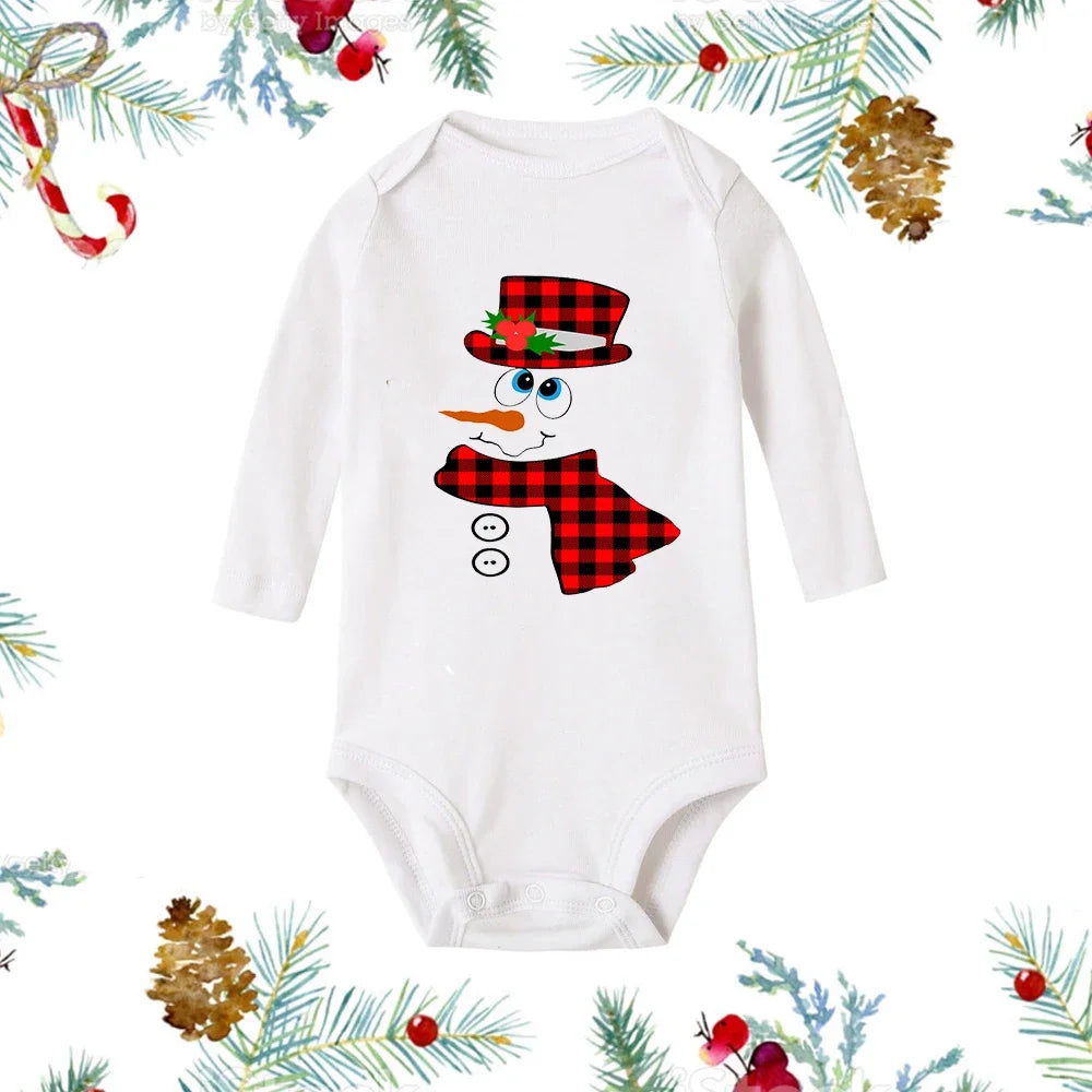 My First Christmas Baby Romper - Snowman Long Sleeve Bodysuit