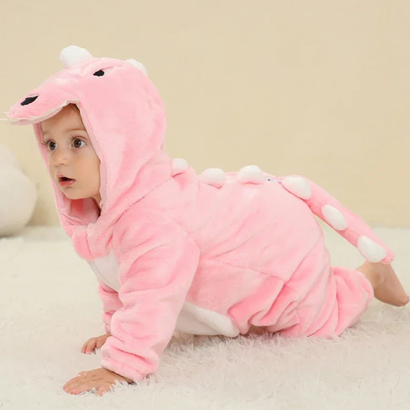 Winter Lion Kigurumi Baby Romper with Hooded Design